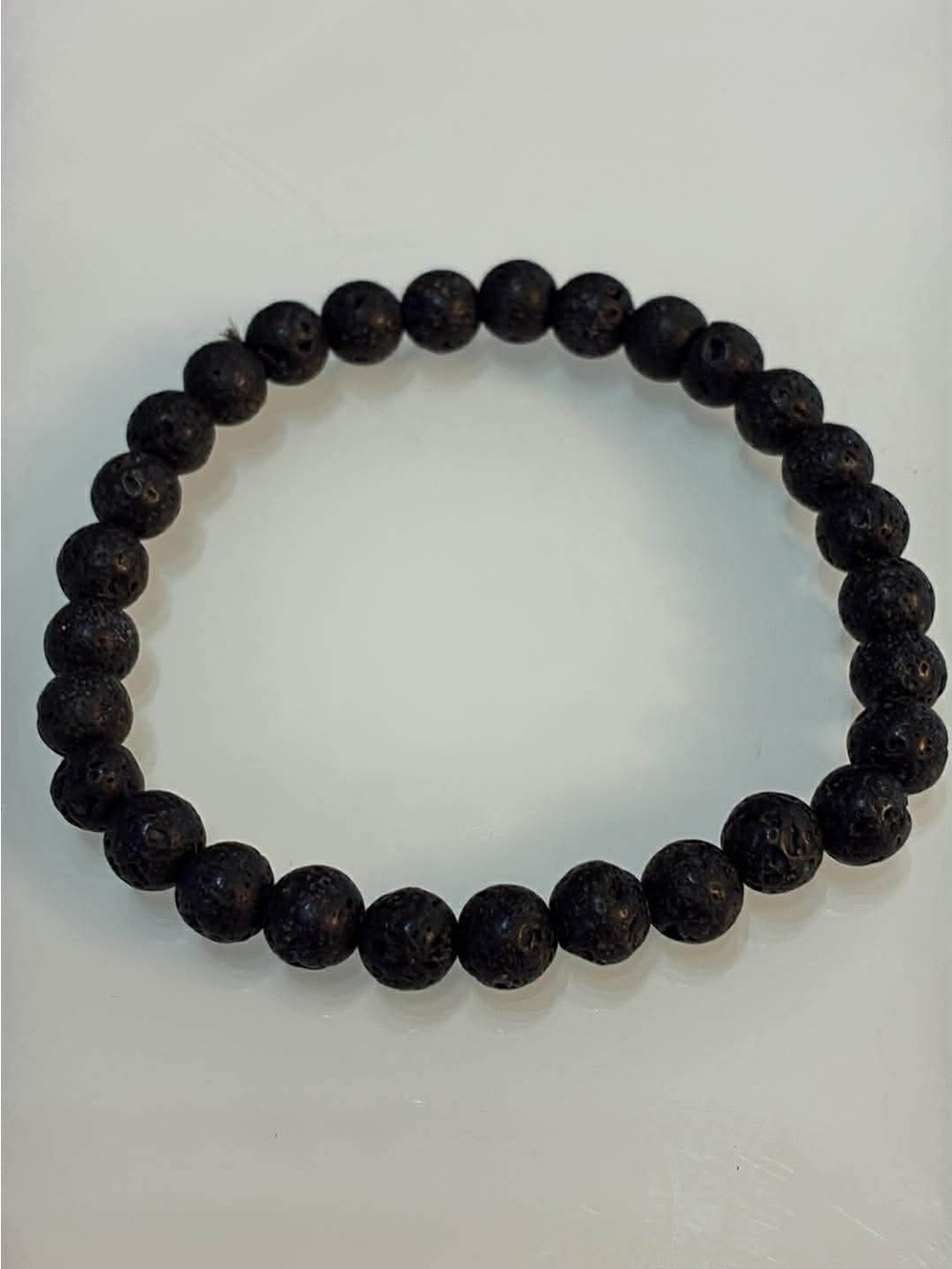 Black Lava Bead Stretch Bracelet